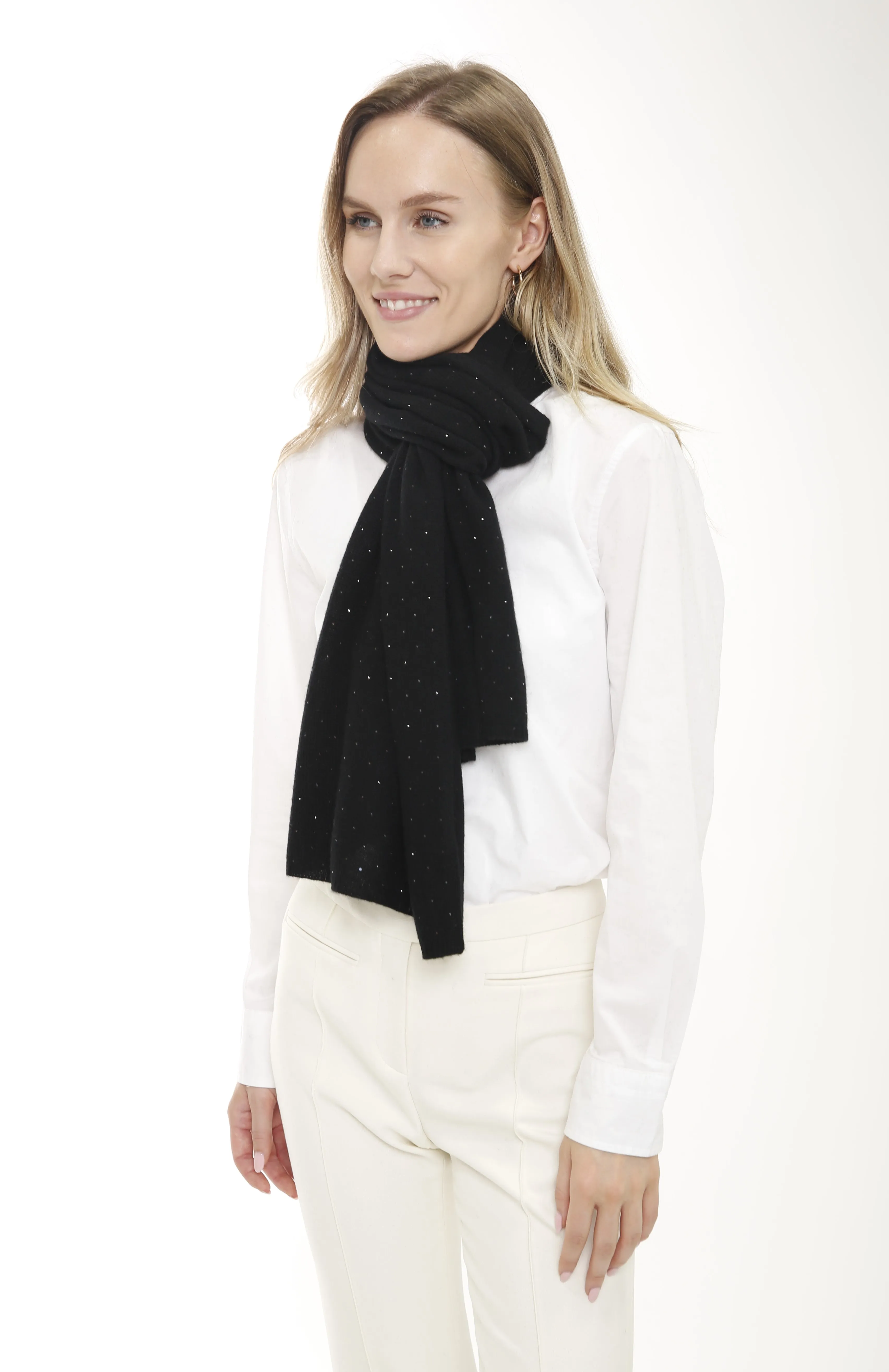 100% Cashmere Scarf with Allover Embellishments
