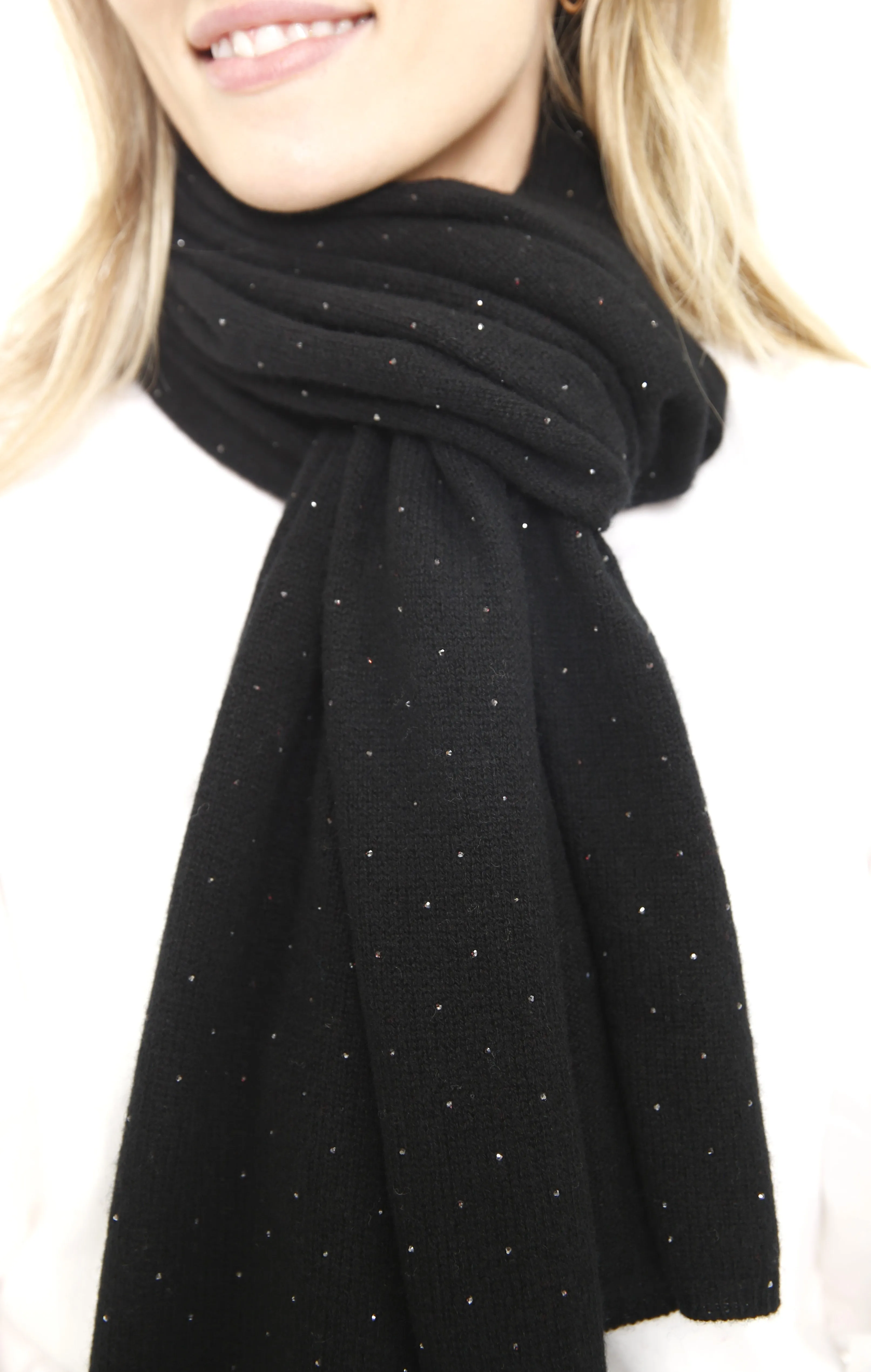 100% Cashmere Scarf with Allover Embellishments