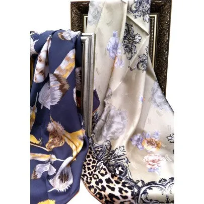 100% Pure Silk Scarves - Rose & Leopard