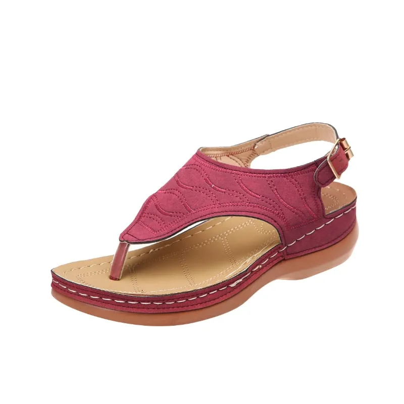 2023 Summer Women Strap Sandals Women&#39;s Flats Open Toe Solid Casual Shoes Rome Wedges Thong Sandals Sexy Ladies Shoes