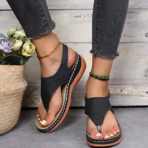 2023 Summer Women Strap Sandals Women&#39;s Flats Open Toe Solid Casual Shoes Rome Wedges Thong Sandals Sexy Ladies Shoes