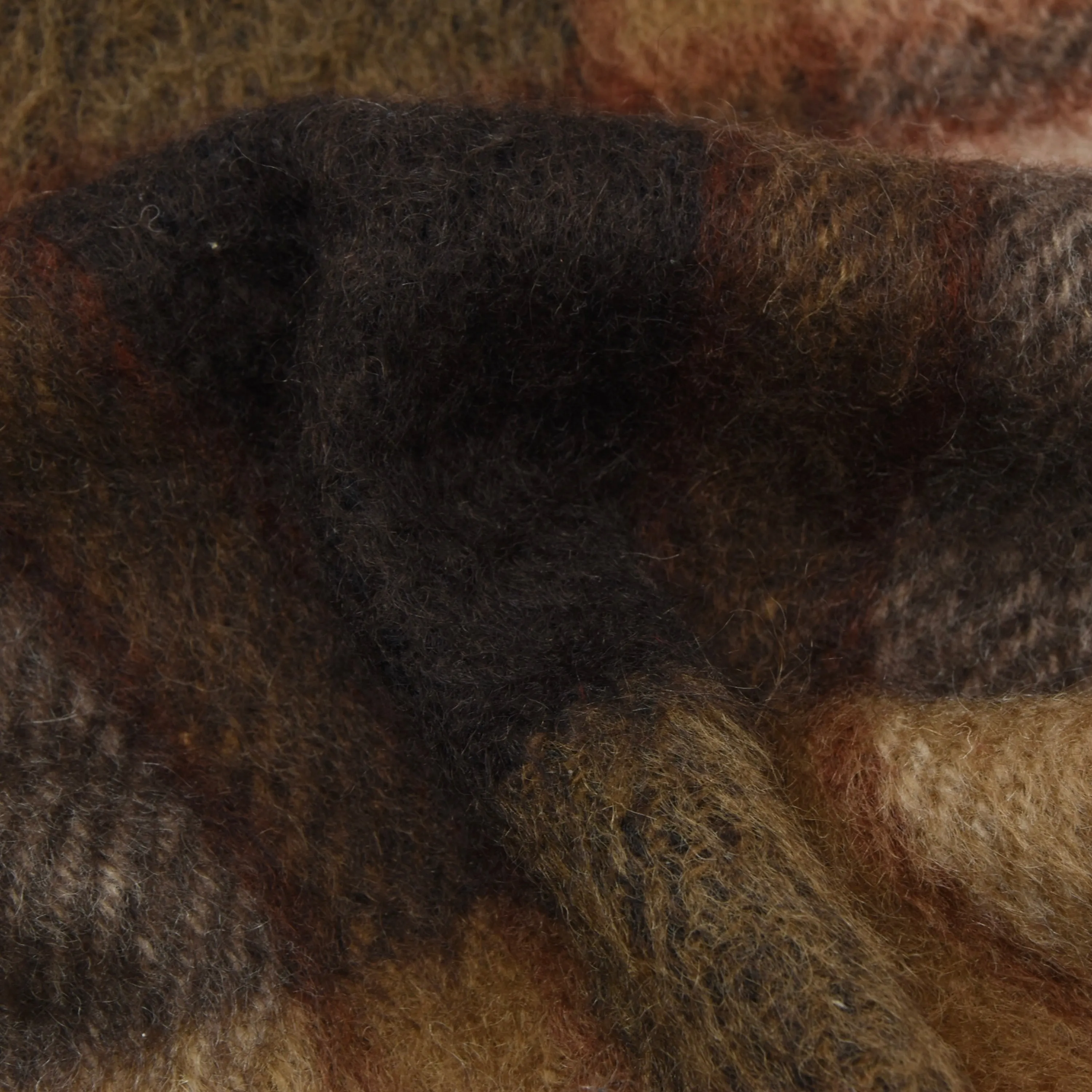 2x Wool/Mohair Vintage Scarves - Burgundy & Plaid