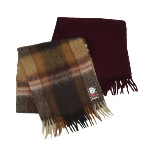 2x Wool/Mohair Vintage Scarves - Burgundy & Plaid