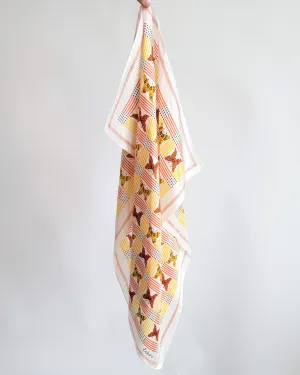 70s Echo Red Yellow Butterflies Scarf