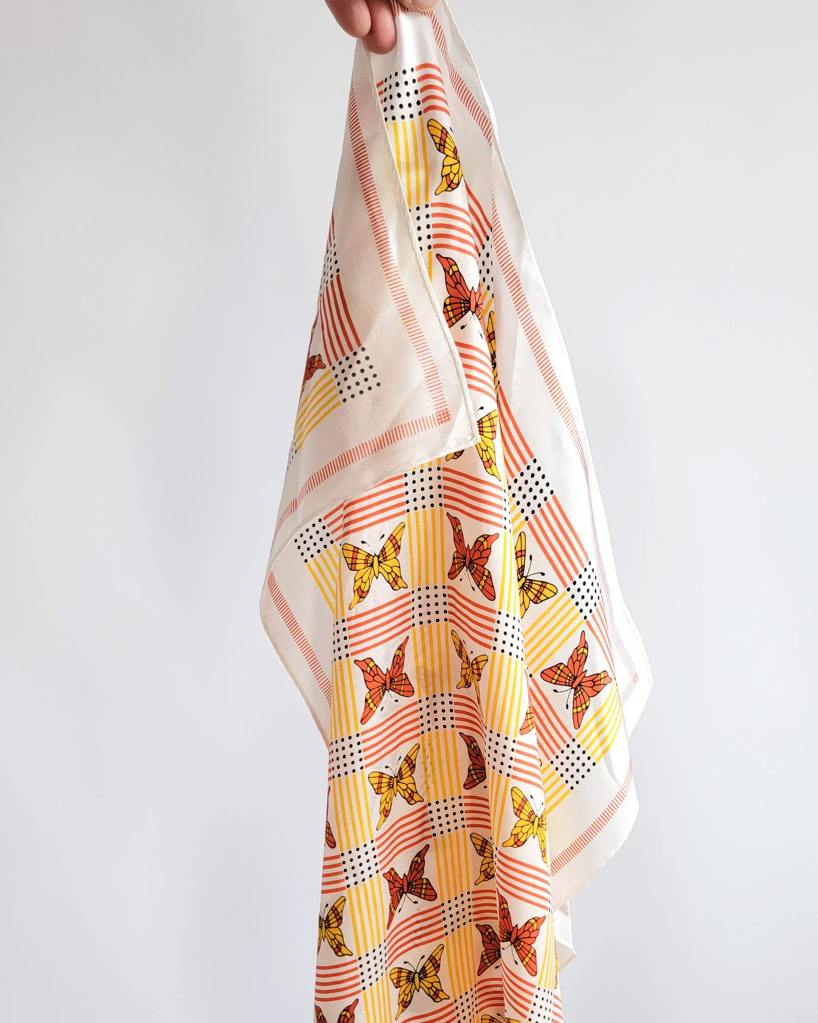 70s Echo Red Yellow Butterflies Scarf