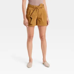 A New Day Women's High-Rise Pleat Front Shorts 83929688 Brown 14