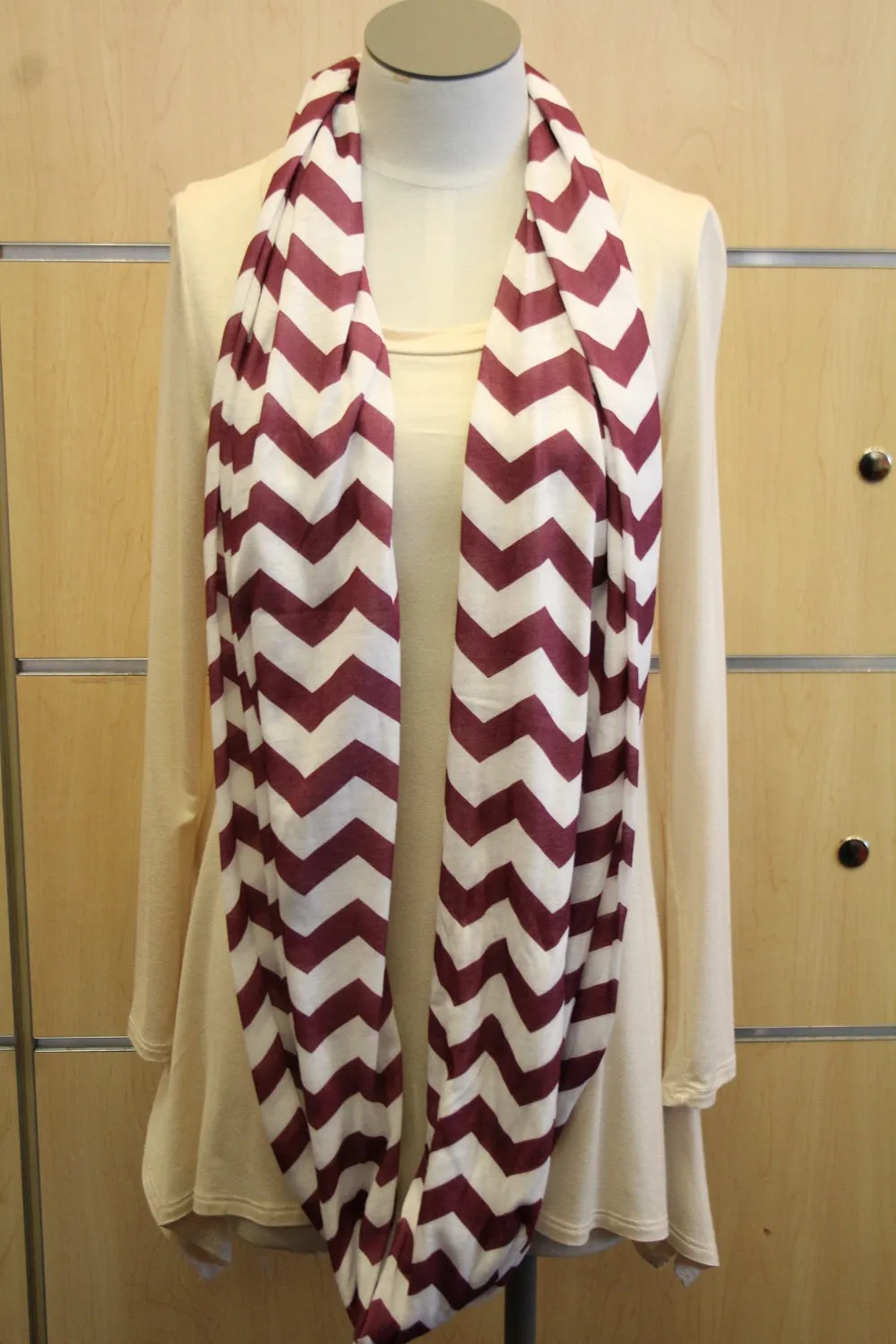 ADO | Infinity Dark Plum and White Chevron Scarf