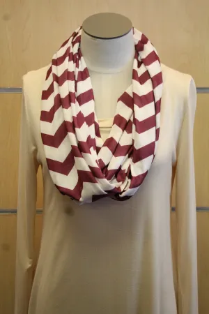 ADO | Infinity Dark Plum and White Chevron Scarf