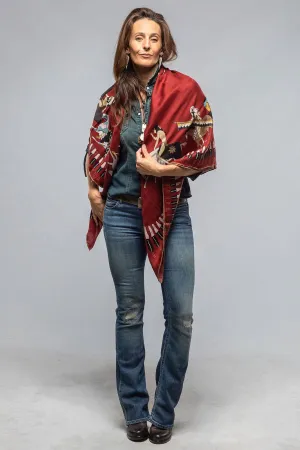 American Indian Cashmere Scarf In Burgundy