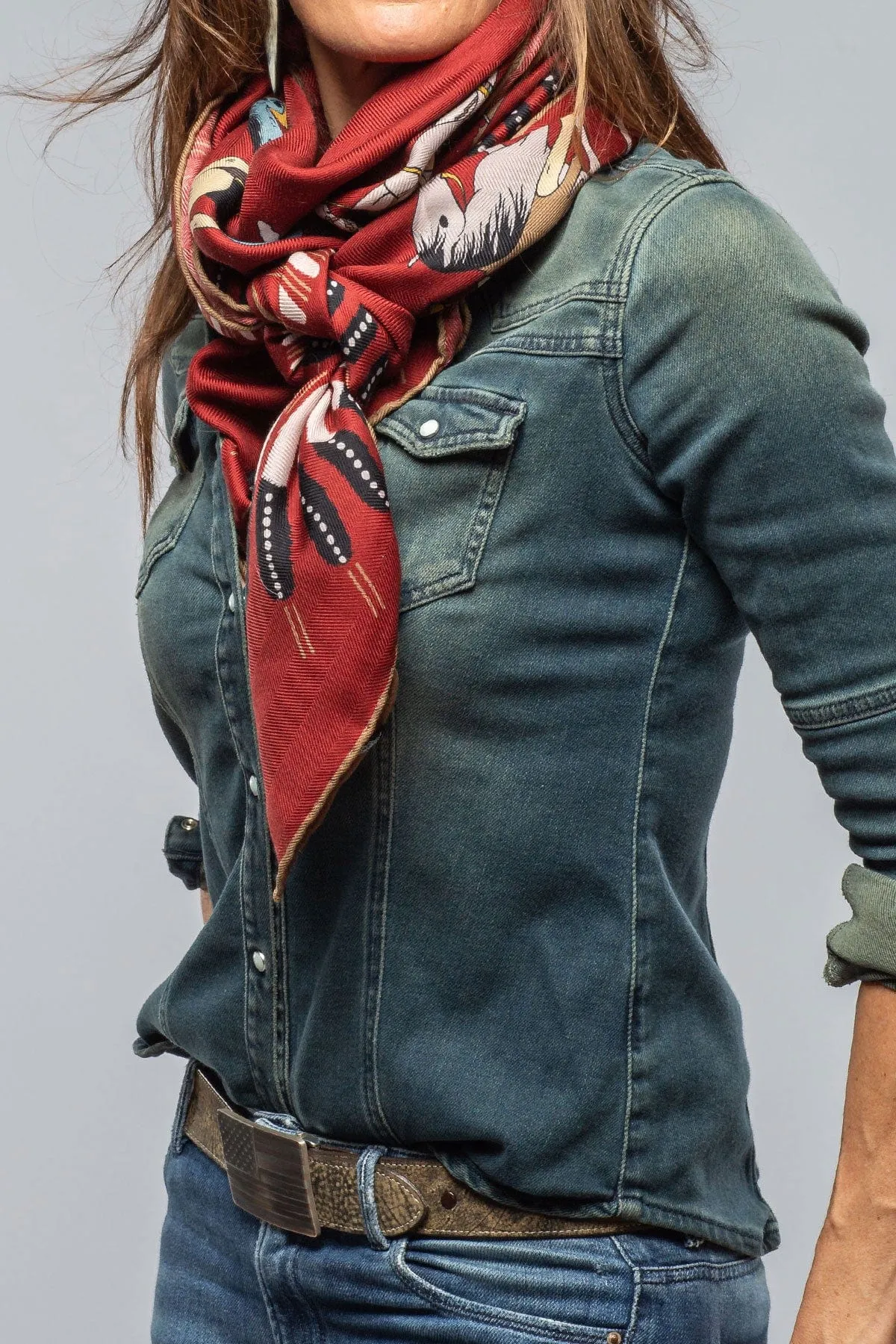 American Indian Cashmere Scarf In Burgundy