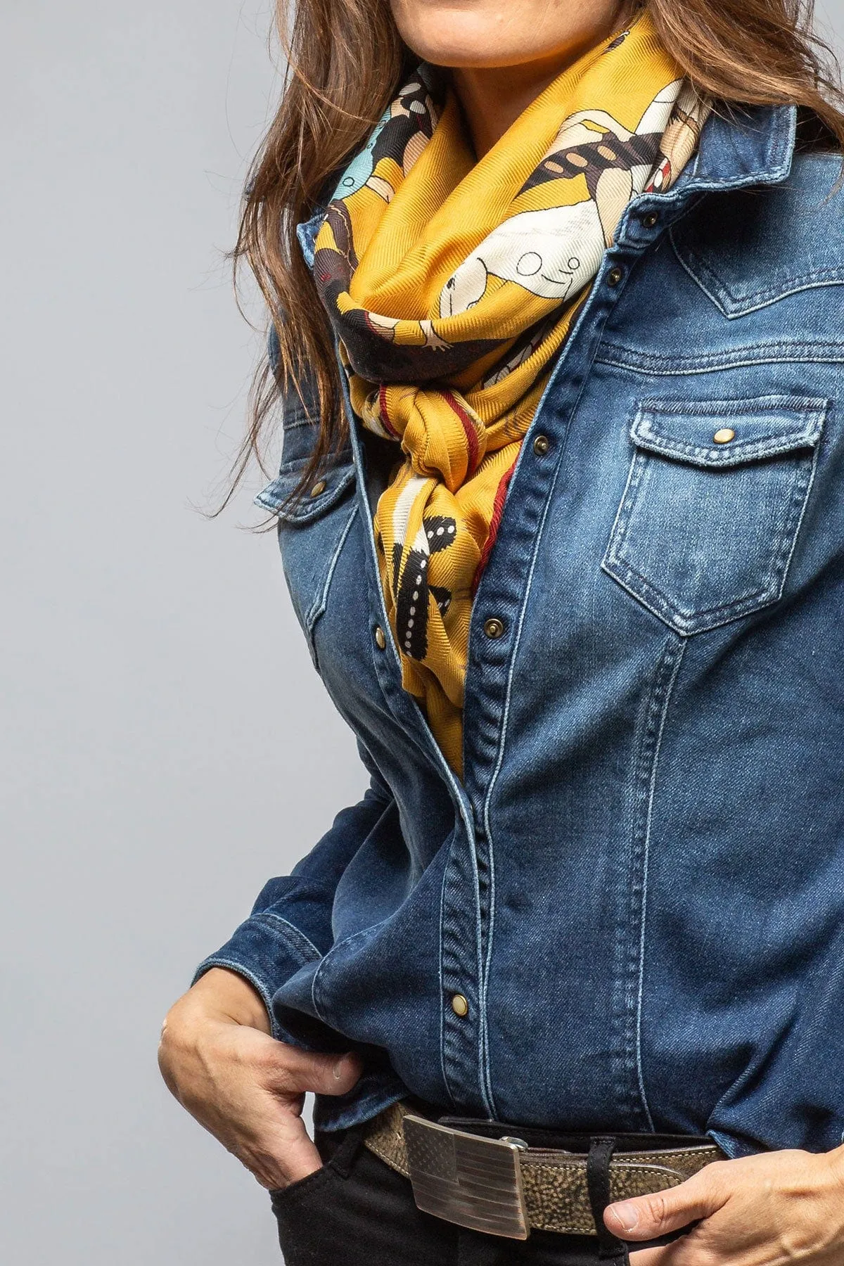 American Indian Cashmere Scarf In Mustard