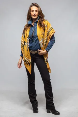 American Indian Cashmere Scarf In Mustard