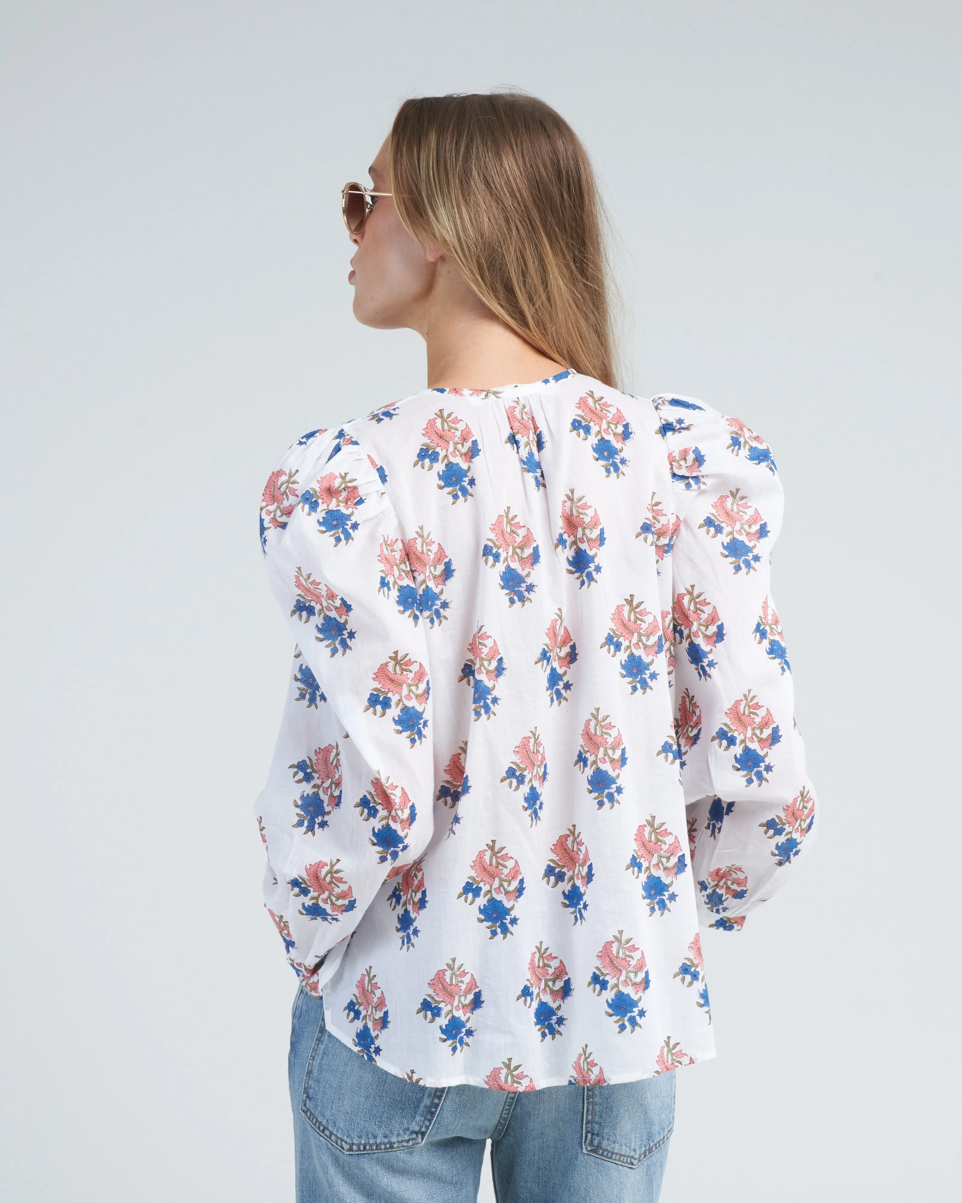 anna cactus flower shirt - white desert