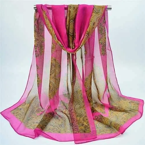 Anthemion Printed Ethnic Chiffon Retro Shawl Scarf - Tutti Frutti
