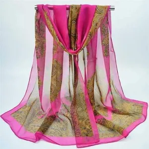 Anthemion Printed Ethnic Chiffon Retro Shawl Scarf - Tutti Frutti