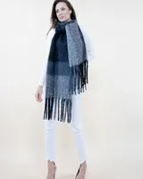 Asymmetric Large Plaid Scarf