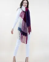 Asymmetric Large Plaid Scarf