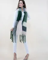 Asymmetric Large Plaid Scarf