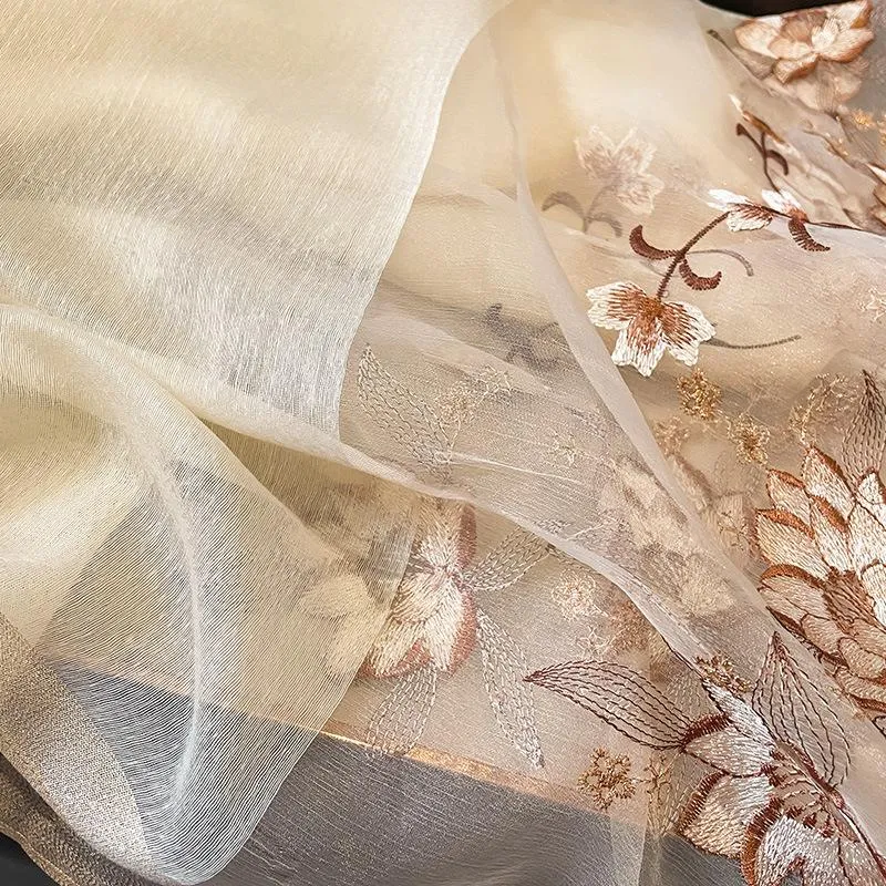 Autumn And Winter New Embroidered Silk Wool Scarf Women's Winter Warm Neck Air Conditioning Shawl Dual-purpose Outer Wear