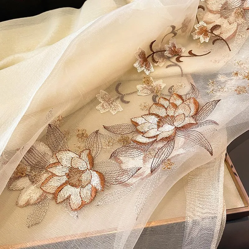 Autumn And Winter New Embroidered Silk Wool Scarf Women's Winter Warm Neck Air Conditioning Shawl Dual-purpose Outer Wear