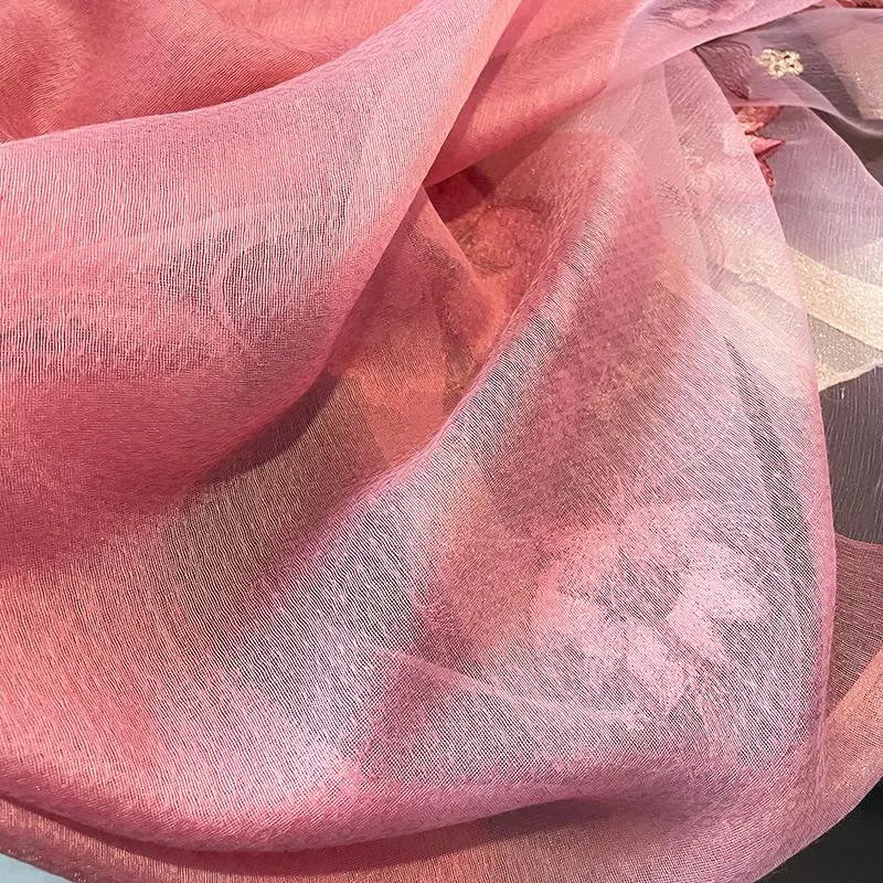 Autumn And Winter New Embroidered Silk Wool Scarf Women's Winter Warm Neck Air Conditioning Shawl Dual-purpose Outer Wear