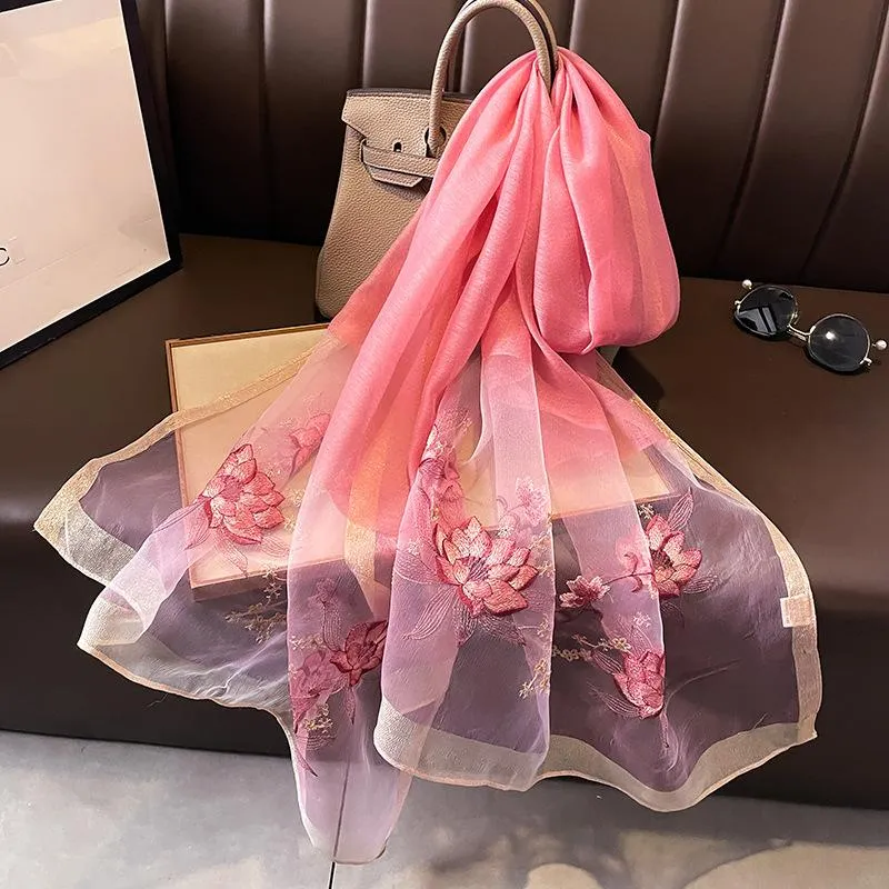 Autumn And Winter New Embroidered Silk Wool Scarf Women's Winter Warm Neck Air Conditioning Shawl Dual-purpose Outer Wear
