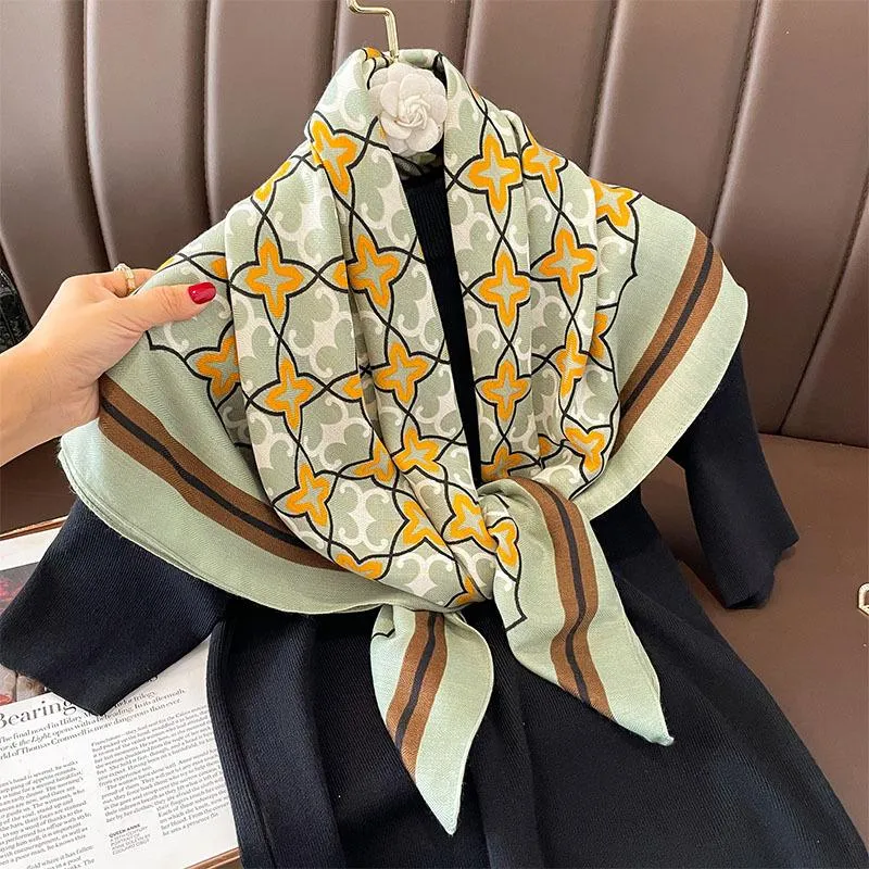 Autumn And Winter New Korean Style Fashion Printed Scarf Scarf Imitation Sheep Wool Handfeel Fashion Scarf Tie Sunscreen Scarf