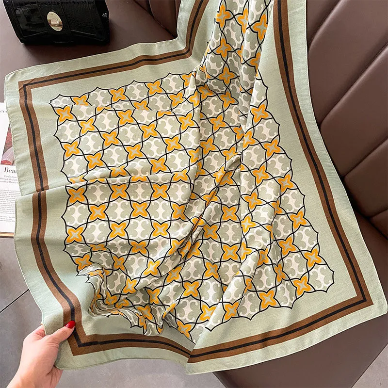 Autumn And Winter New Korean Style Fashion Printed Scarf Scarf Imitation Sheep Wool Handfeel Fashion Scarf Tie Sunscreen Scarf