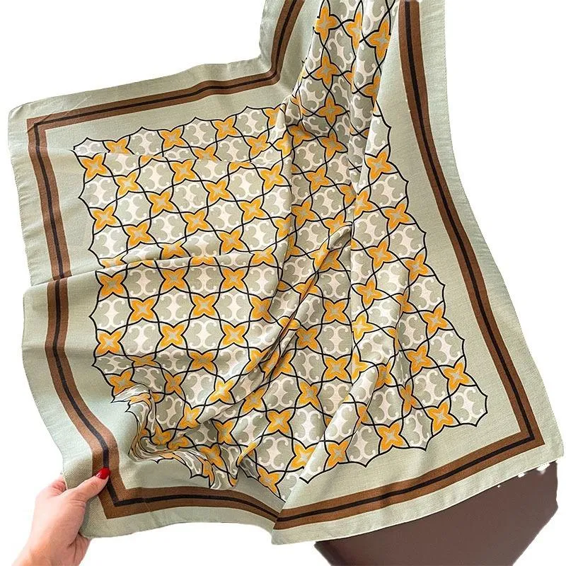 Autumn And Winter New Korean Style Fashion Printed Scarf Scarf Imitation Sheep Wool Handfeel Fashion Scarf Tie Sunscreen Scarf