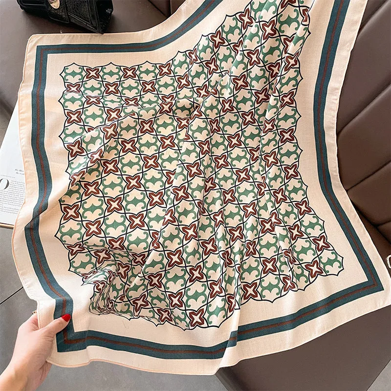 Autumn And Winter New Korean Style Fashion Printed Scarf Scarf Imitation Sheep Wool Handfeel Fashion Scarf Tie Sunscreen Scarf