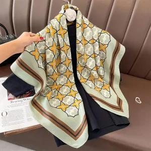 Autumn And Winter New Korean Style Fashion Printed Scarf Scarf Imitation Sheep Wool Handfeel Fashion Scarf Tie Sunscreen Scarf