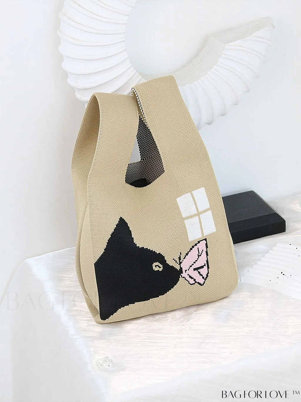 BagForLove - Chic Crochet Tote Bag with Cat & Butterfly Pattern - Perfect for Vacation