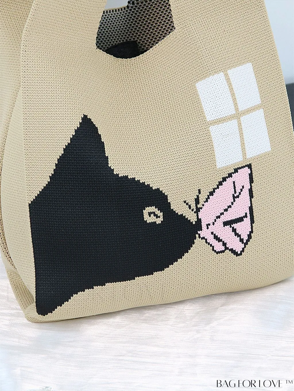 BagForLove - Chic Crochet Tote Bag with Cat & Butterfly Pattern - Perfect for Vacation