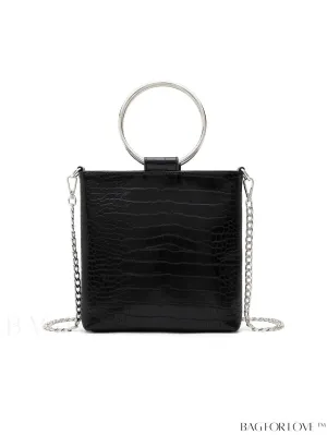 BagForLove - Chic Crocodile Print Circle Handle Handbag with Sleek Design