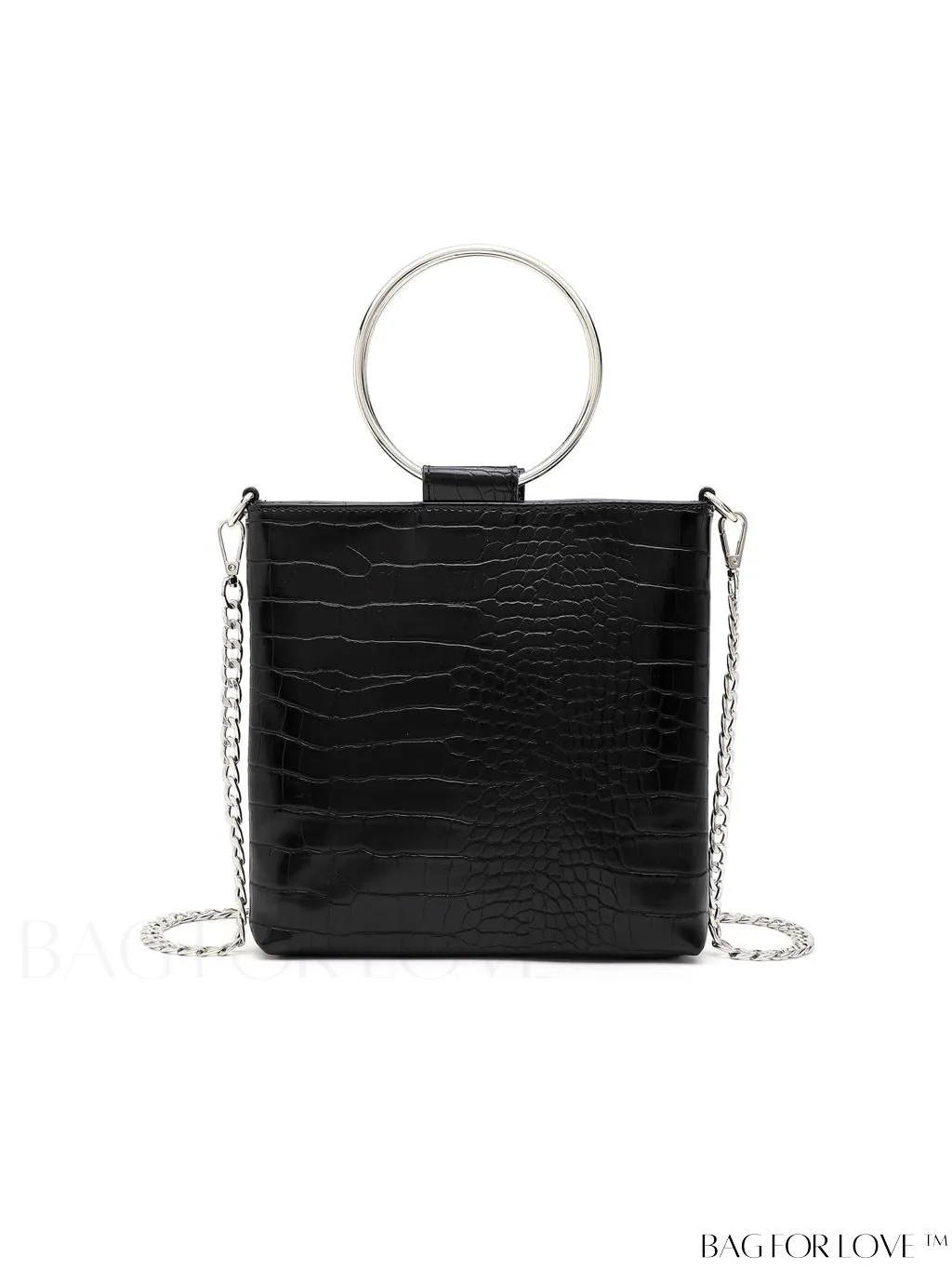 BagForLove - Chic Crocodile Print Circle Handle Handbag with Sleek Design