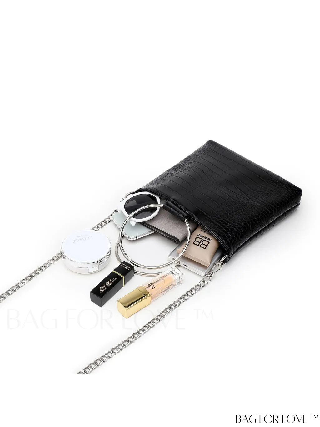 BagForLove - Chic Crocodile Print Circle Handle Handbag with Sleek Design