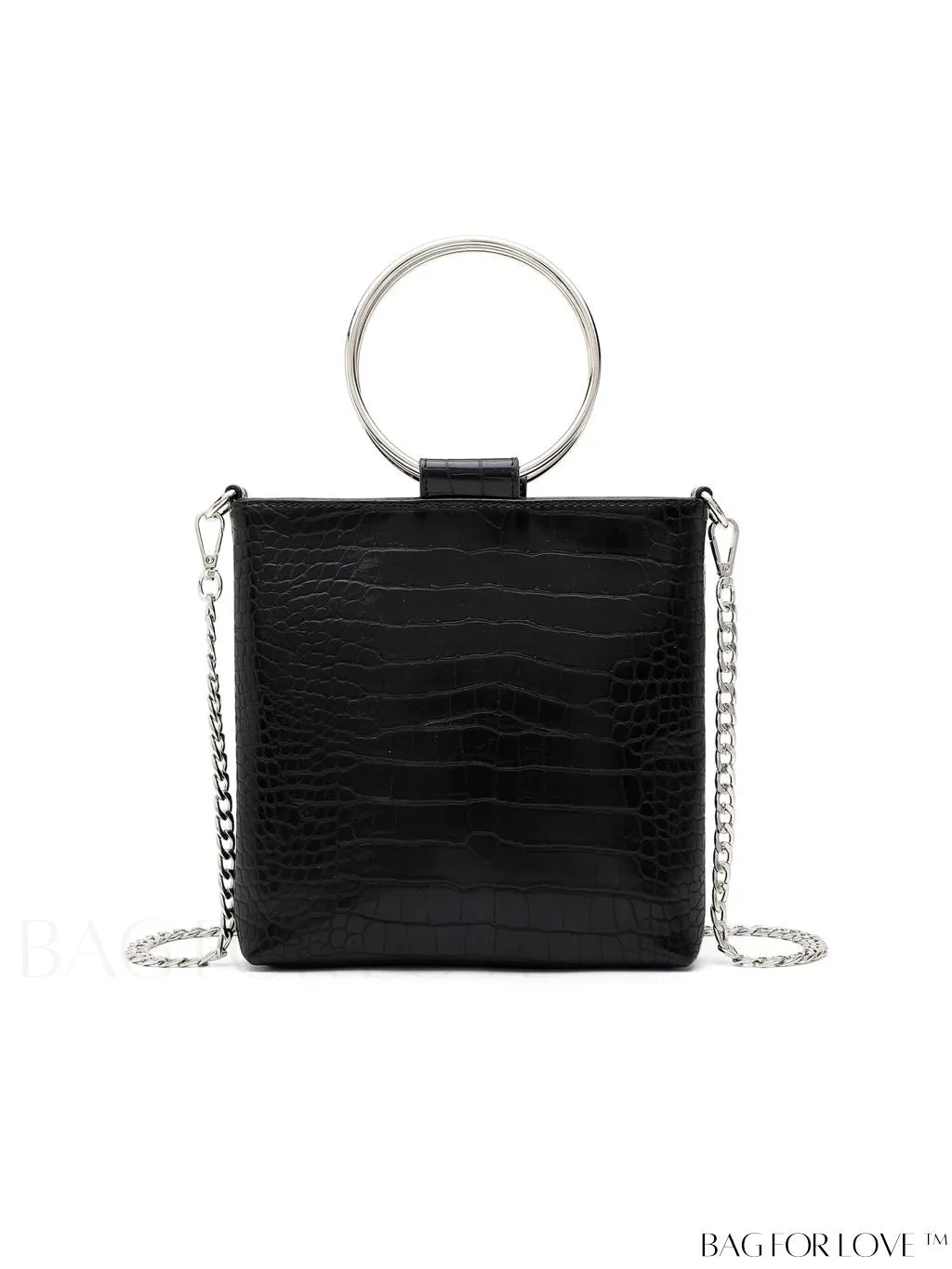 BagForLove - Chic Crocodile Print Circle Handle Handbag with Sleek Design