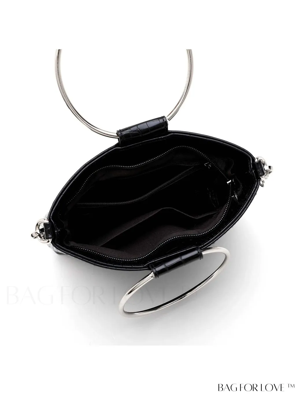 BagForLove - Chic Crocodile Print Circle Handle Handbag with Sleek Design