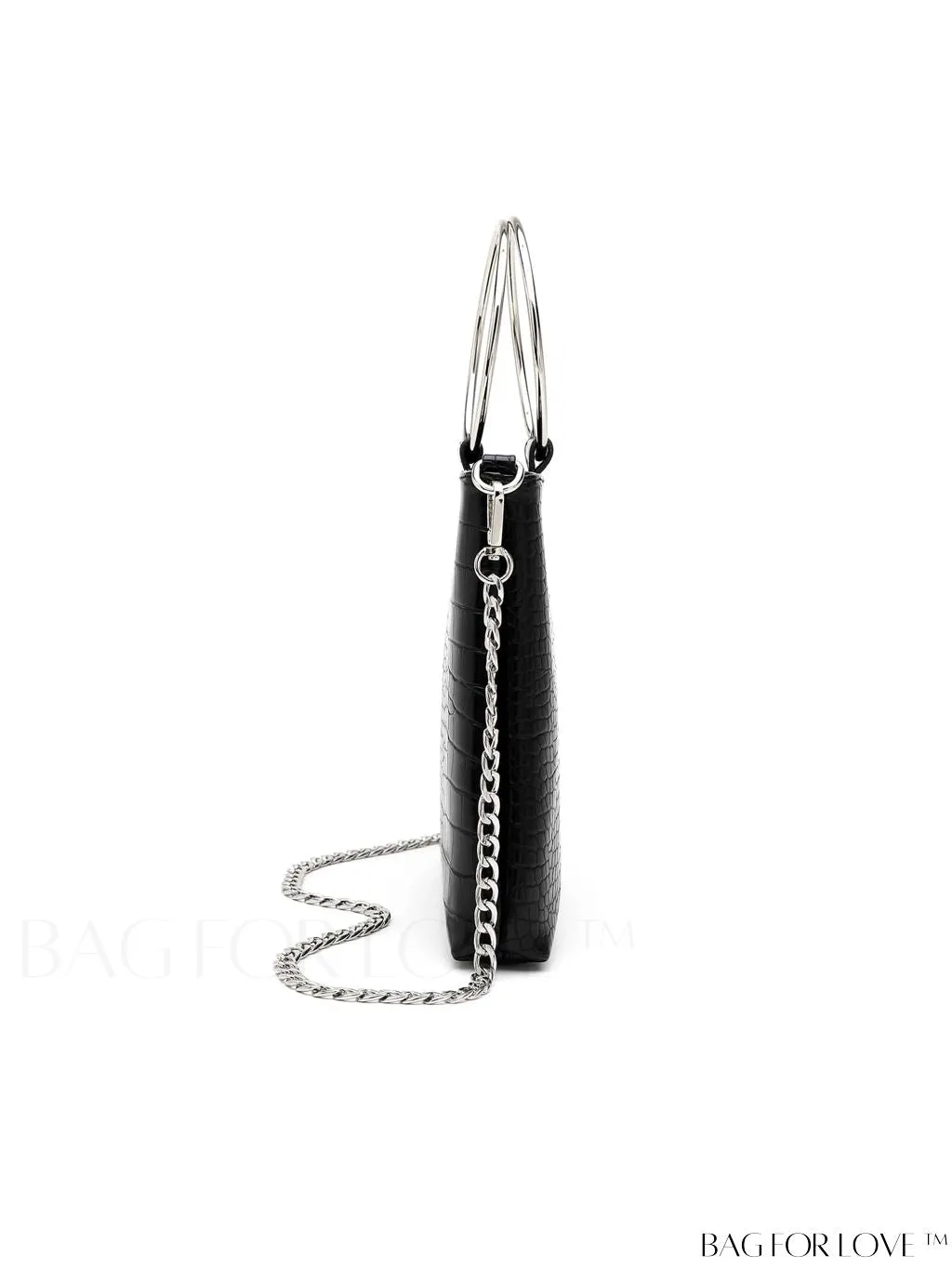 BagForLove - Chic Crocodile Print Circle Handle Handbag with Sleek Design