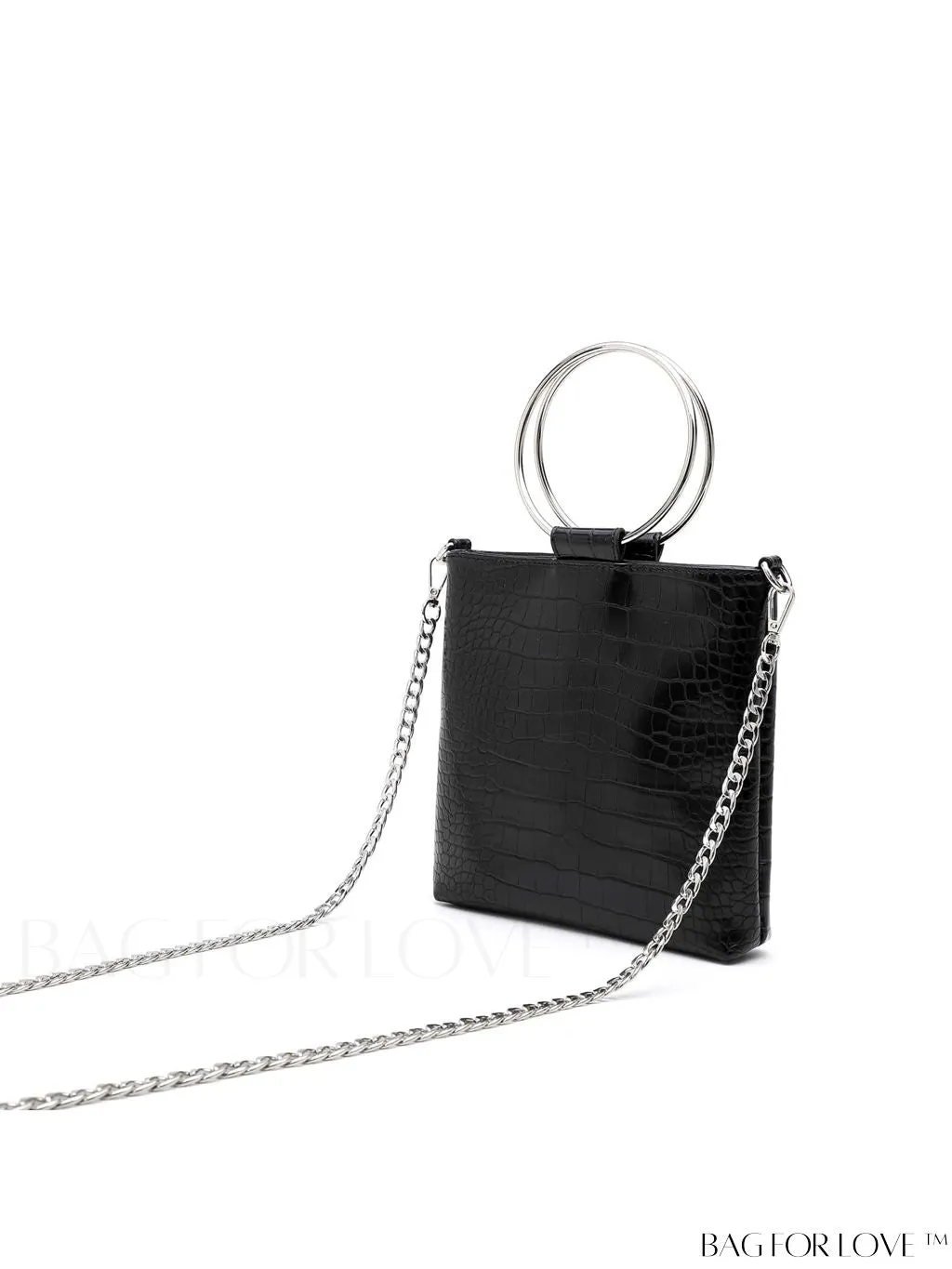BagForLove - Chic Crocodile Print Circle Handle Handbag with Sleek Design