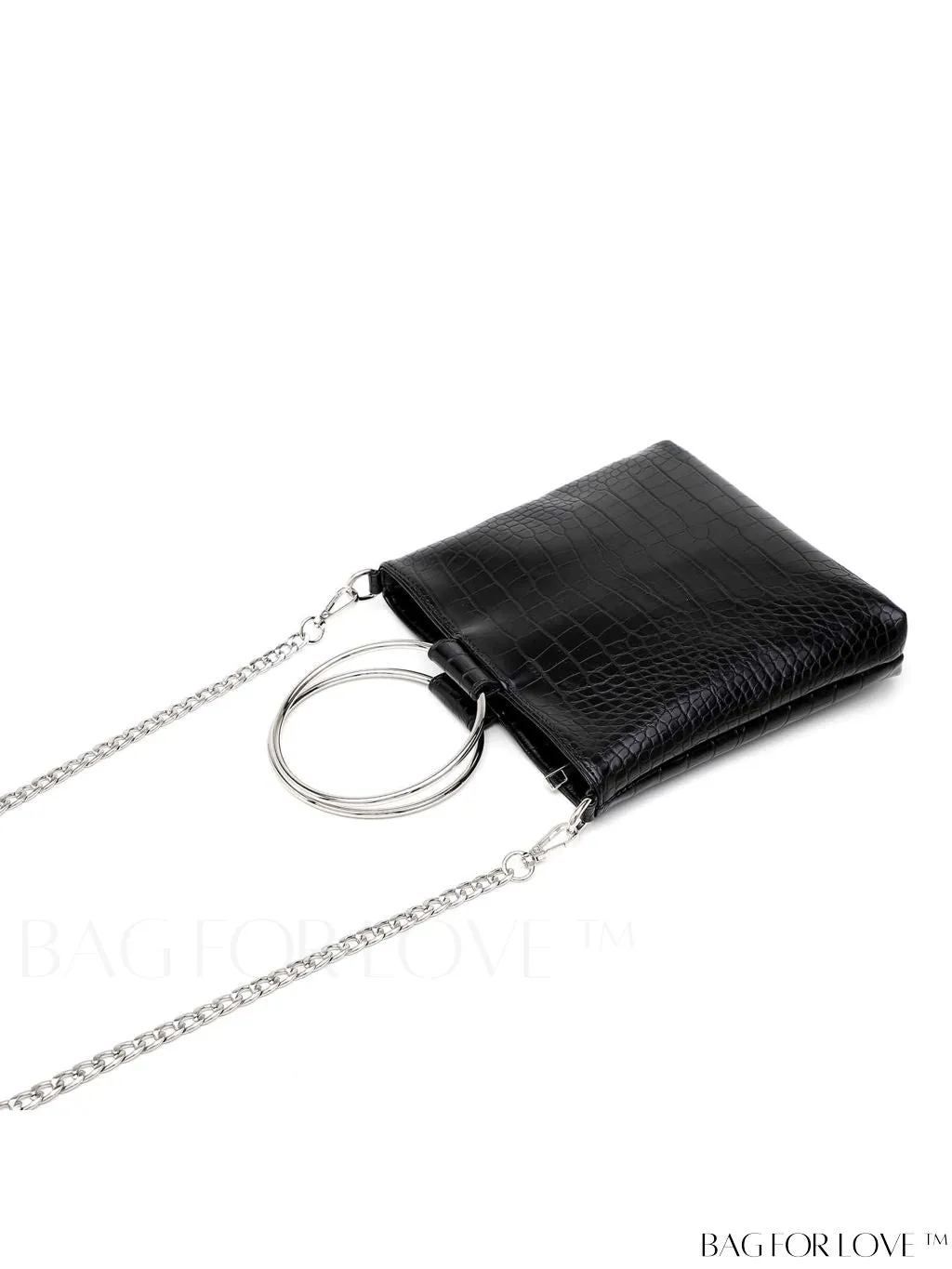 BagForLove - Chic Crocodile Print Circle Handle Handbag with Sleek Design