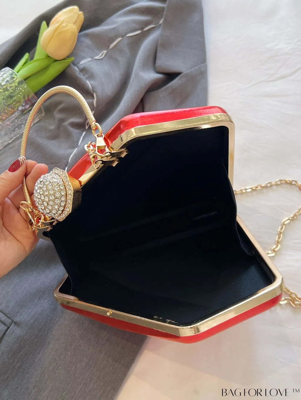 BagForLove - Chic Diamond-Shaped Patent Leather Handbag - Versatile and Stylish