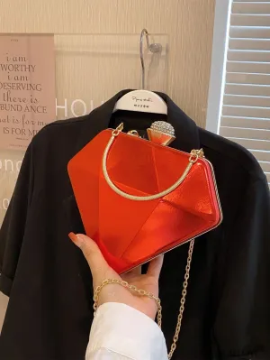 BagForLove - Chic Diamond-Shaped Patent Leather Handbag - Versatile and Stylish