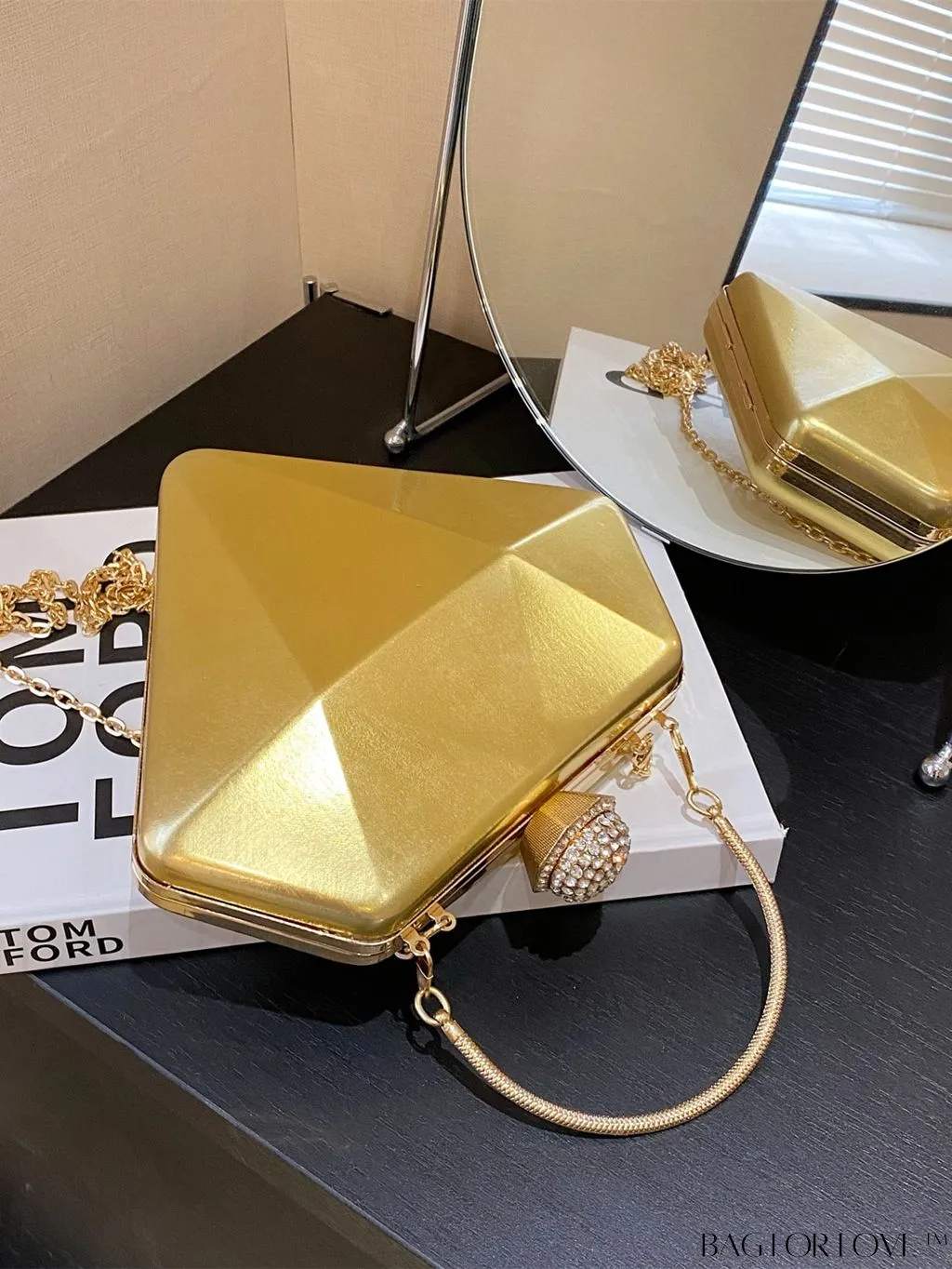 BagForLove - Chic Diamond-Shaped Patent Leather Handbag - Versatile and Stylish