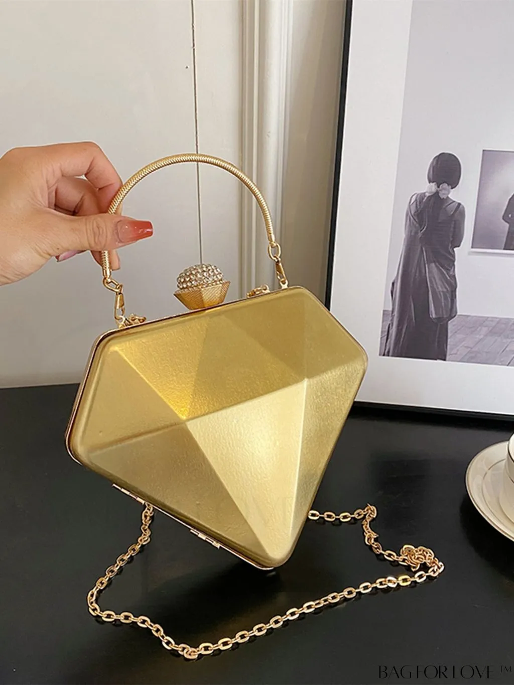 BagForLove - Chic Diamond-Shaped Patent Leather Tote Bag - Perfect for Every Occasion