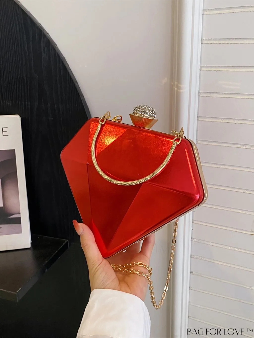 BagForLove - Chic Diamond-Shaped Patent Leather Tote Bag - Perfect for Every Occasion
