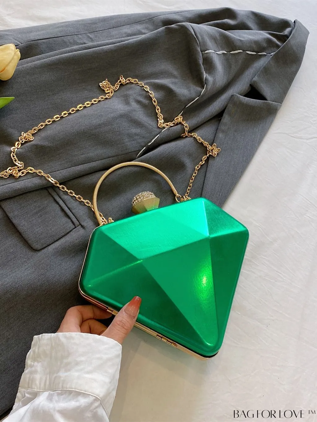 BagForLove - Chic Diamond-Shaped Patent Leather Tote Bag - Perfect for Every Occasion