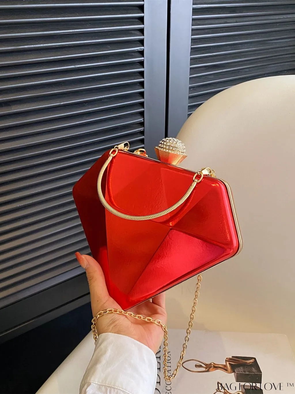 BagForLove - Chic Diamond-Shaped Patent Leather Tote Bag - Perfect for Every Occasion