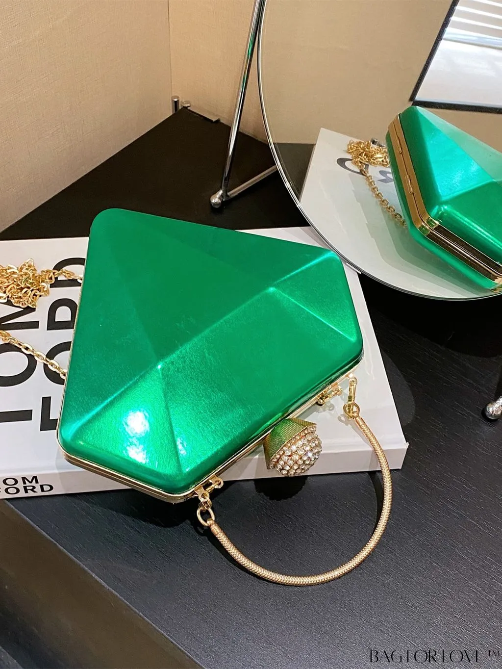 BagForLove - Chic Diamond-Shaped Patent Leather Tote Bag - Perfect for Every Occasion