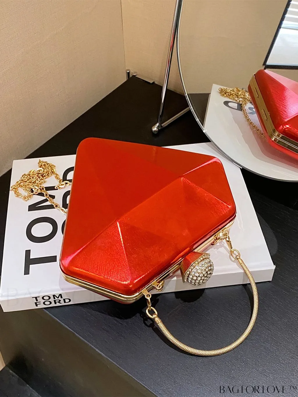 BagForLove - Chic Diamond-Shaped Patent Leather Tote Bag - Perfect for Every Occasion